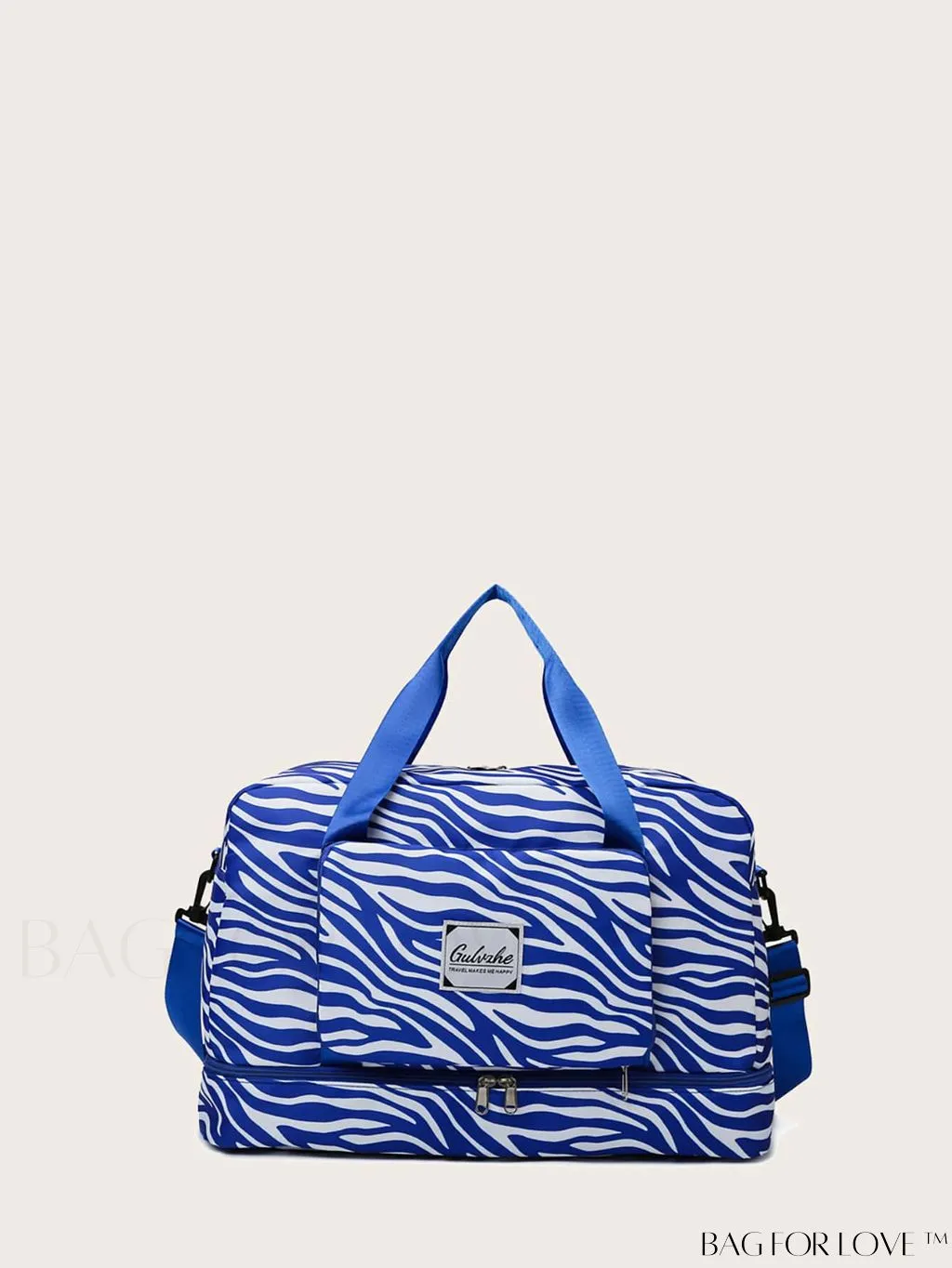 BagForLove - Multifunctional Zebra Print Travel Duffel with Shoe Compartment, Waterproof & Abrasion-Resistant Gym Bag