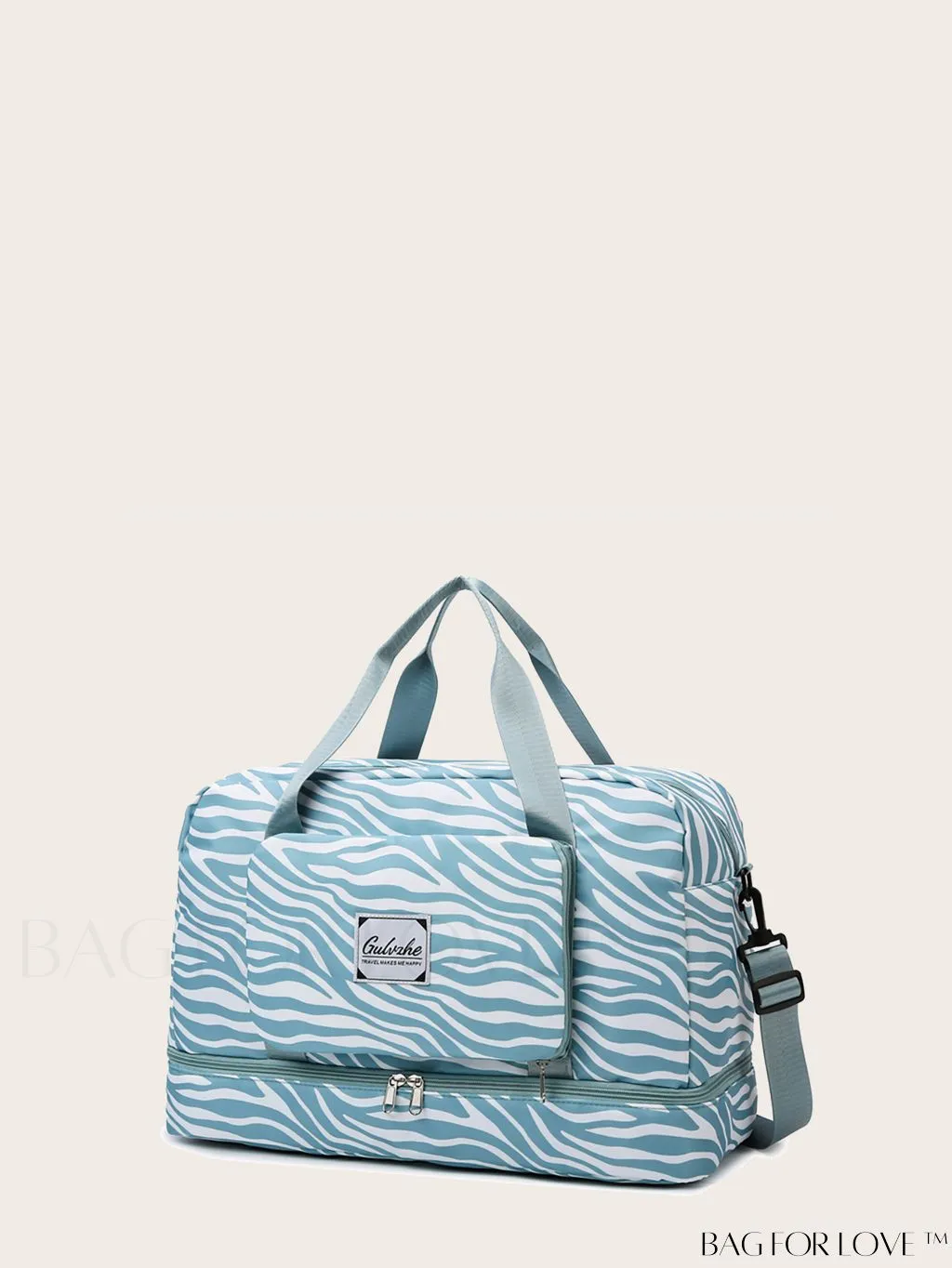 BagForLove - Multifunctional Zebra Print Travel Duffel with Shoe Compartment, Waterproof & Abrasion-Resistant Gym Bag