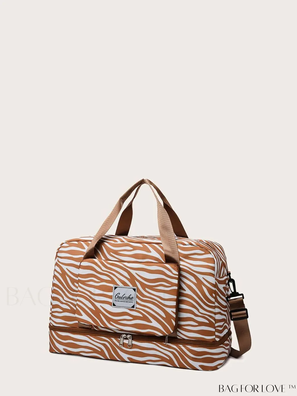 BagForLove - Multifunctional Zebra Print Travel Duffel with Shoe Compartment, Waterproof & Abrasion-Resistant Gym Bag