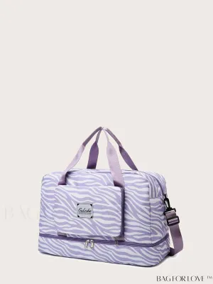 BagForLove - Multifunctional Zebra Print Travel Duffel with Shoe Compartment, Waterproof & Abrasion-Resistant Gym Bag
