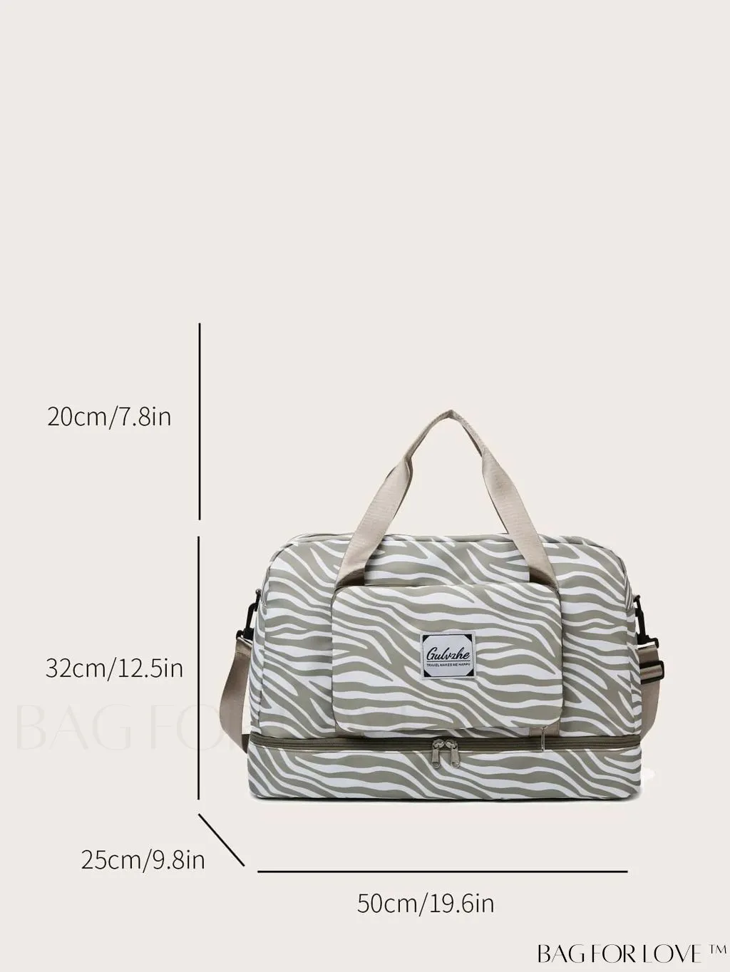 BagForLove - Multifunctional Zebra Print Travel Duffel with Shoe Compartment, Waterproof & Abrasion-Resistant Gym Bag