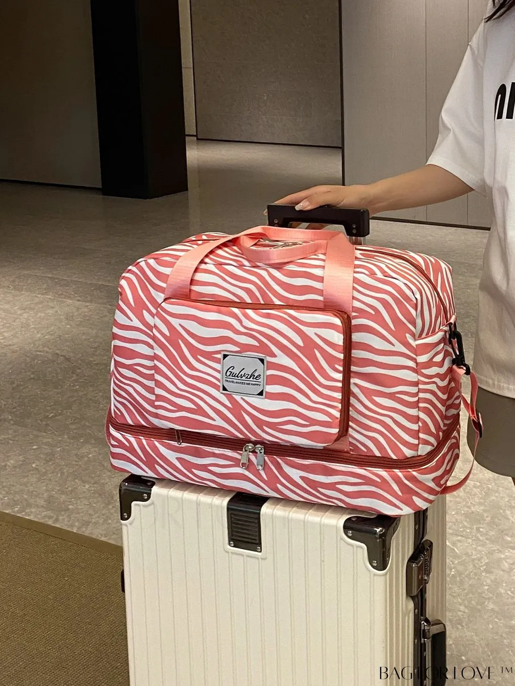 BagForLove - Multifunctional Zebra Print Travel Duffel with Shoe Compartment, Waterproof & Abrasion-Resistant Gym Bag