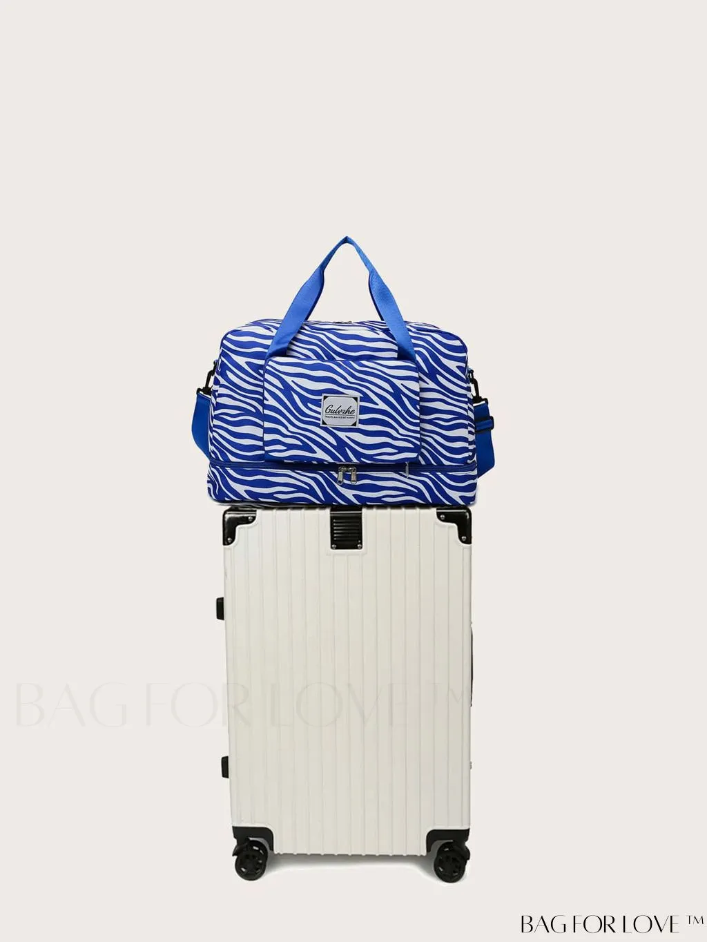BagForLove - Multifunctional Zebra Print Travel Duffel with Shoe Compartment, Waterproof & Abrasion-Resistant Gym Bag