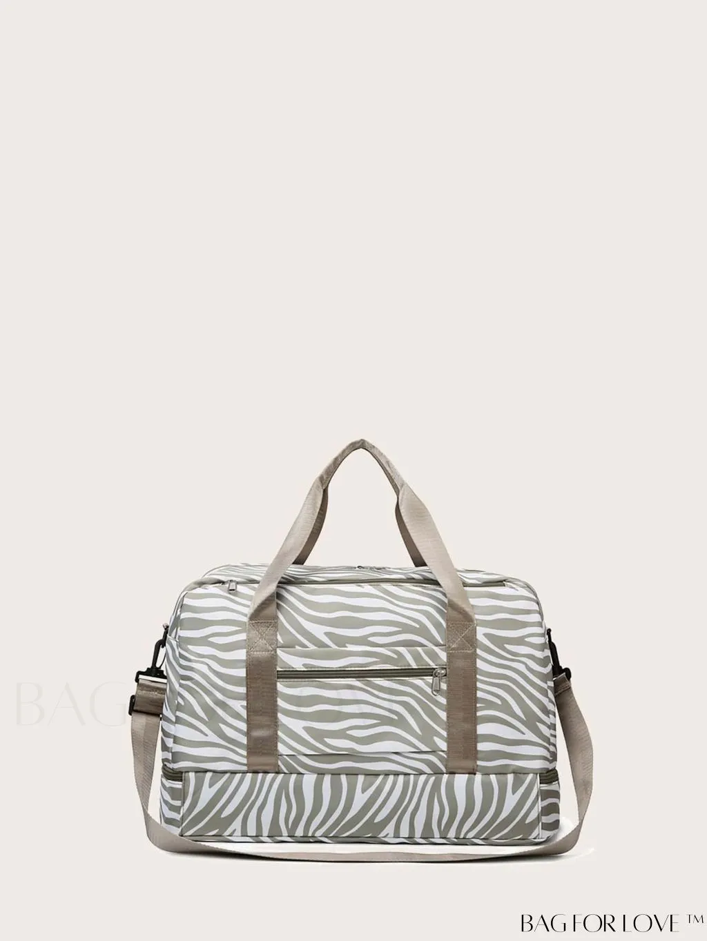 BagForLove - Multifunctional Zebra Print Travel Duffel with Shoe Compartment, Waterproof & Abrasion-Resistant Gym Bag