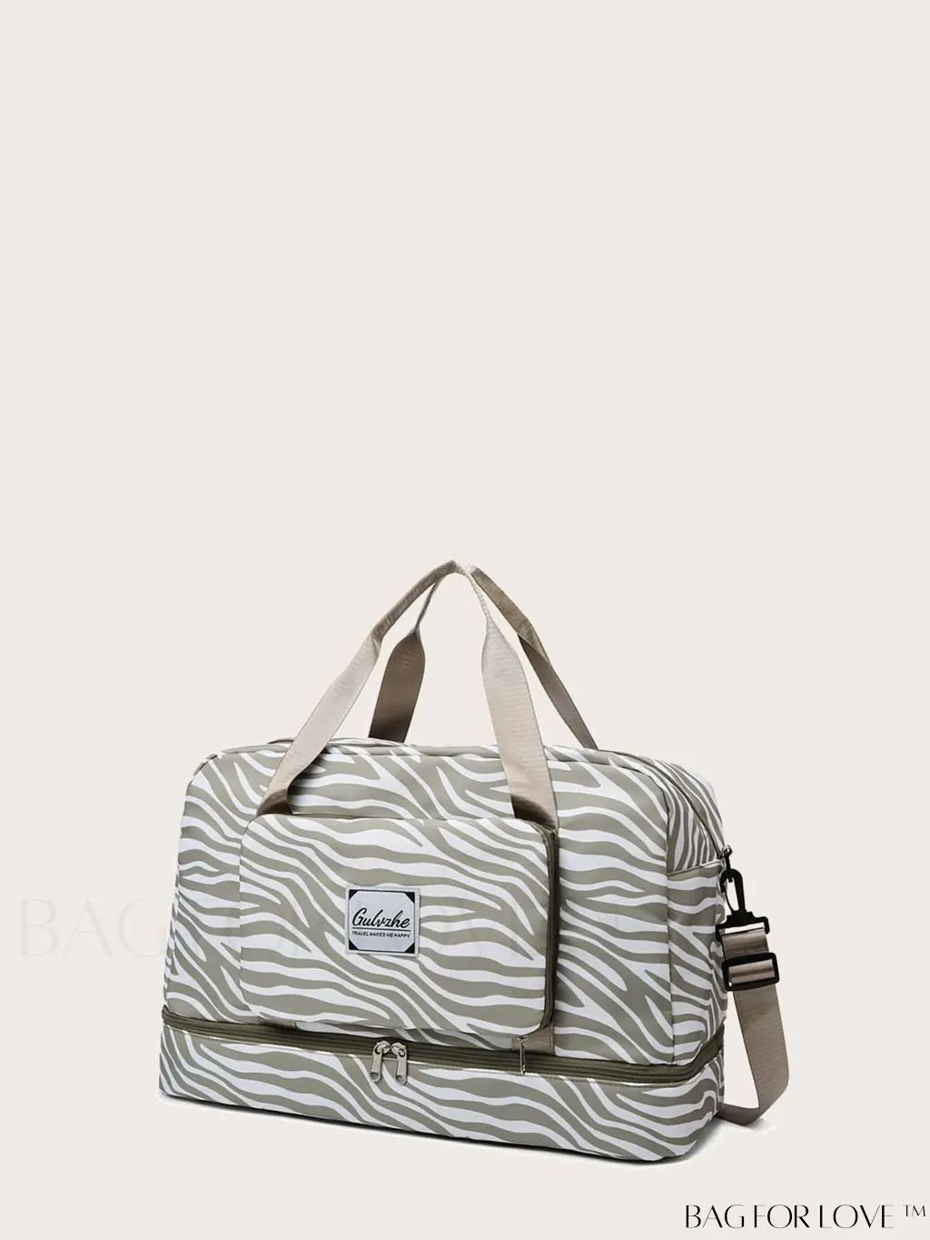 BagForLove - Multifunctional Zebra Print Travel Duffel with Shoe Compartment, Waterproof & Abrasion-Resistant Gym Bag