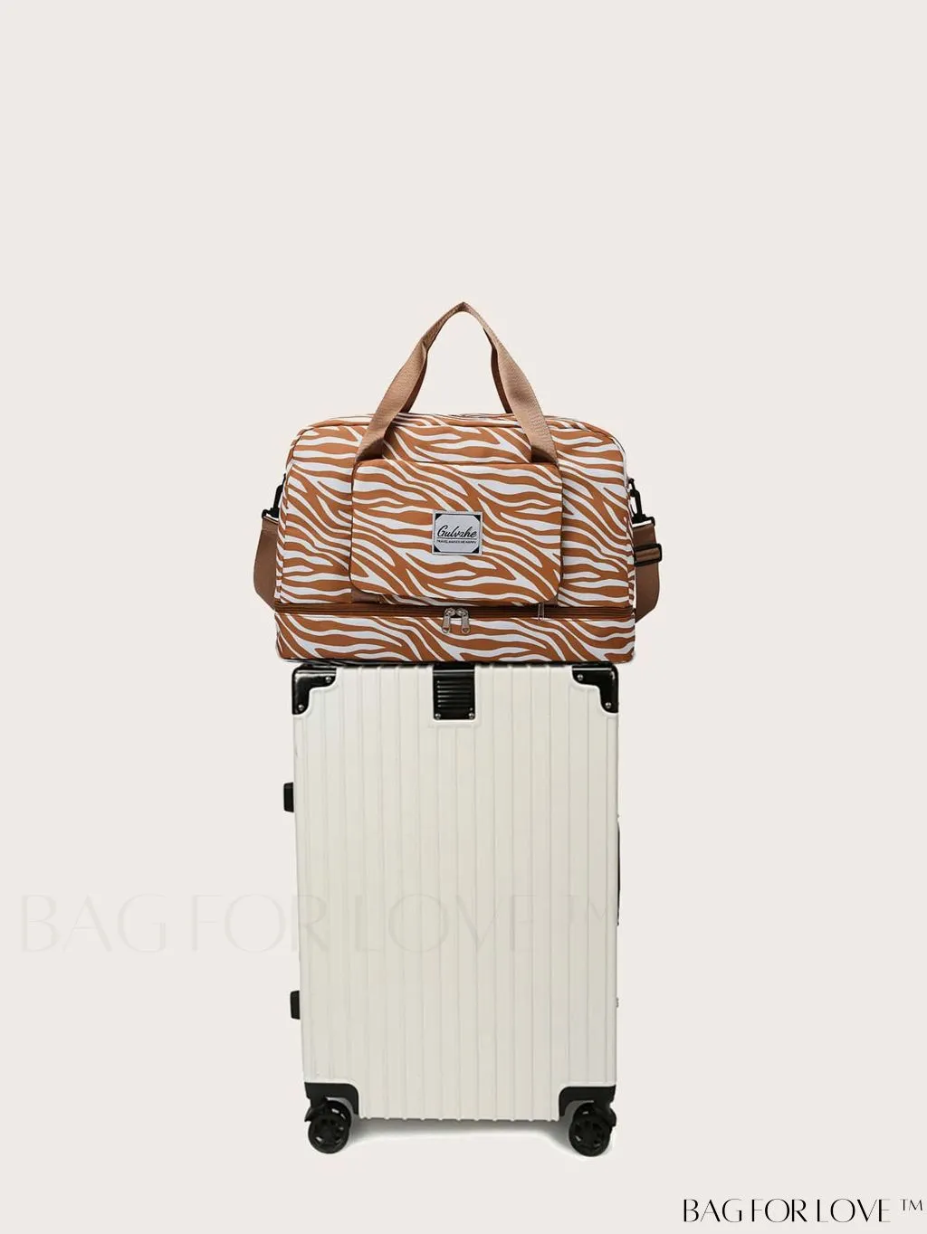 BagForLove - Multifunctional Zebra Print Travel Duffel with Shoe Compartment, Waterproof & Abrasion-Resistant Gym Bag