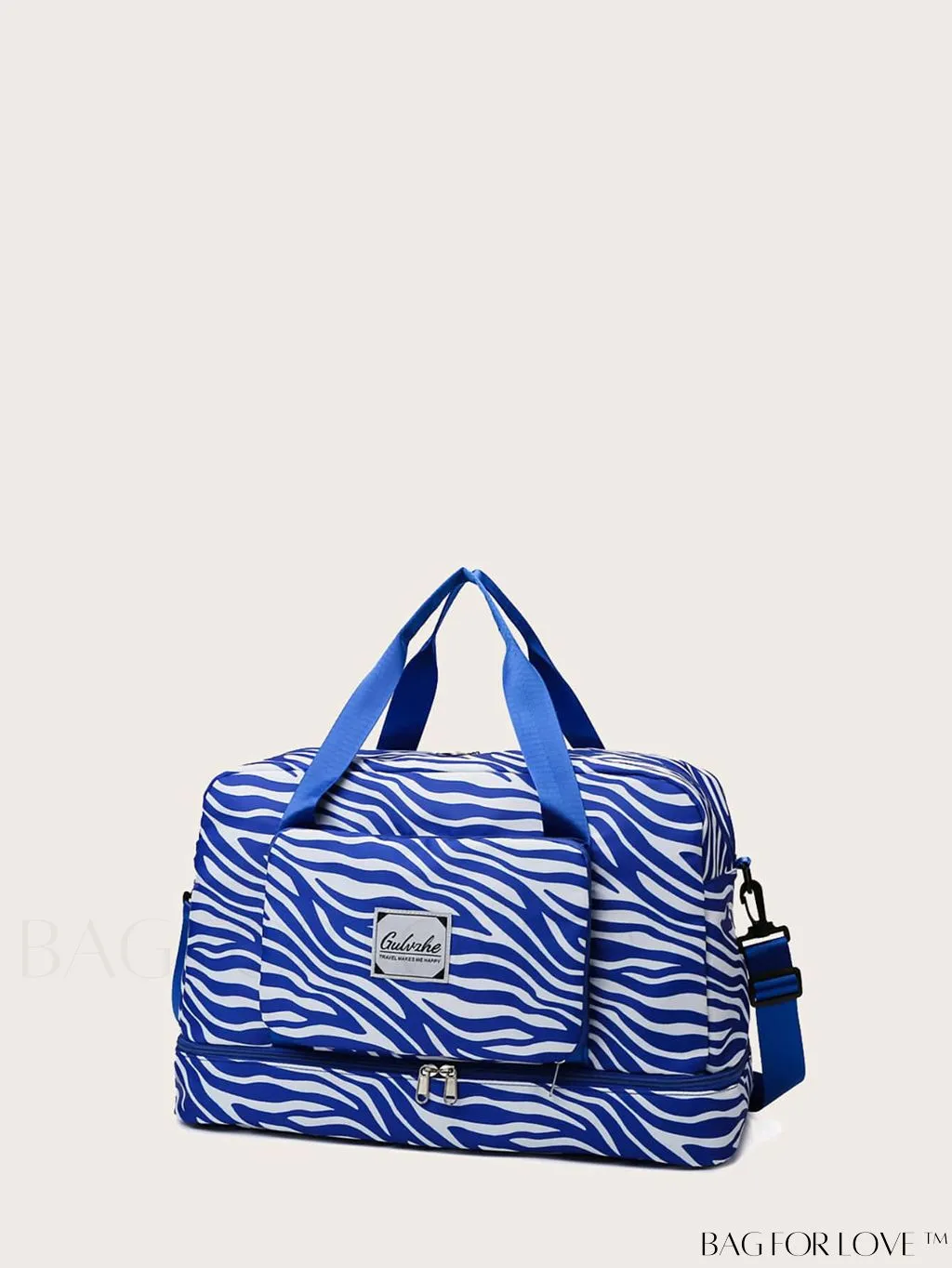 BagForLove - Multifunctional Zebra Print Travel Duffel with Shoe Compartment, Waterproof & Abrasion-Resistant Gym Bag