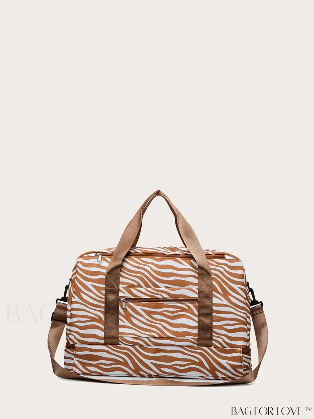 BagForLove - Multifunctional Zebra Print Travel Duffel with Shoe Compartment, Waterproof & Abrasion-Resistant Gym Bag