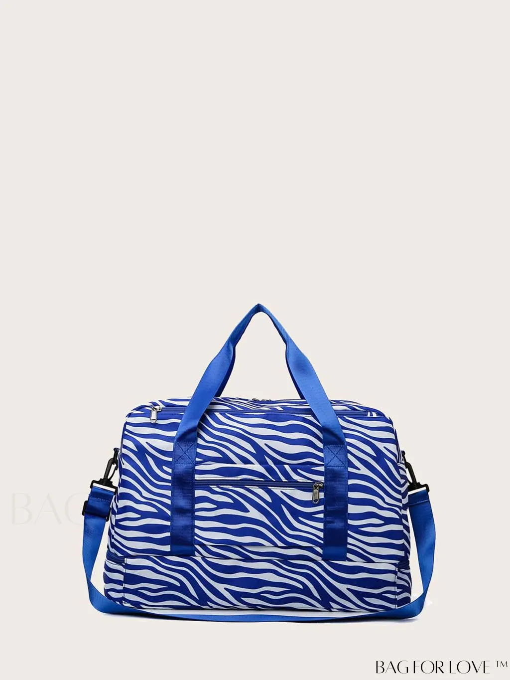 BagForLove - Multifunctional Zebra Print Travel Duffel with Shoe Compartment, Waterproof & Abrasion-Resistant Gym Bag