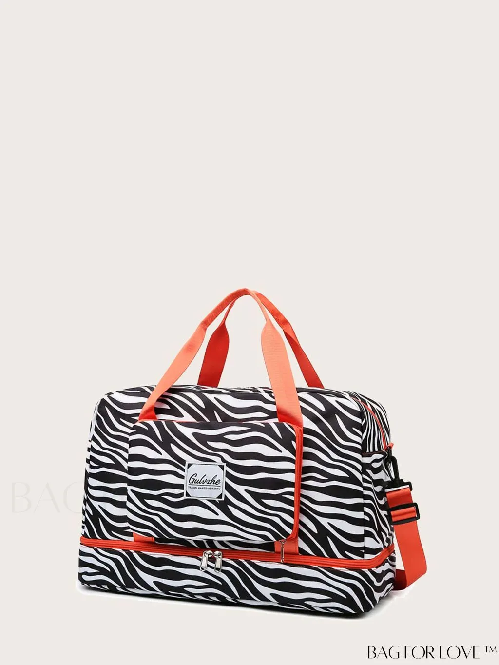 BagForLove - Multifunctional Zebra Print Travel Duffel with Shoe Compartment, Waterproof & Abrasion-Resistant Gym Bag