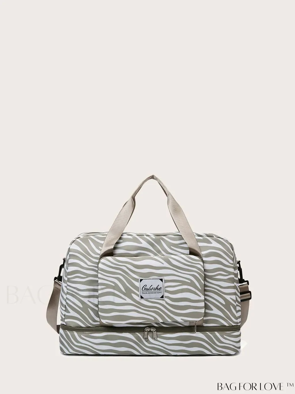BagForLove - Multifunctional Zebra Print Travel Duffel with Shoe Compartment, Waterproof & Abrasion-Resistant Gym Bag