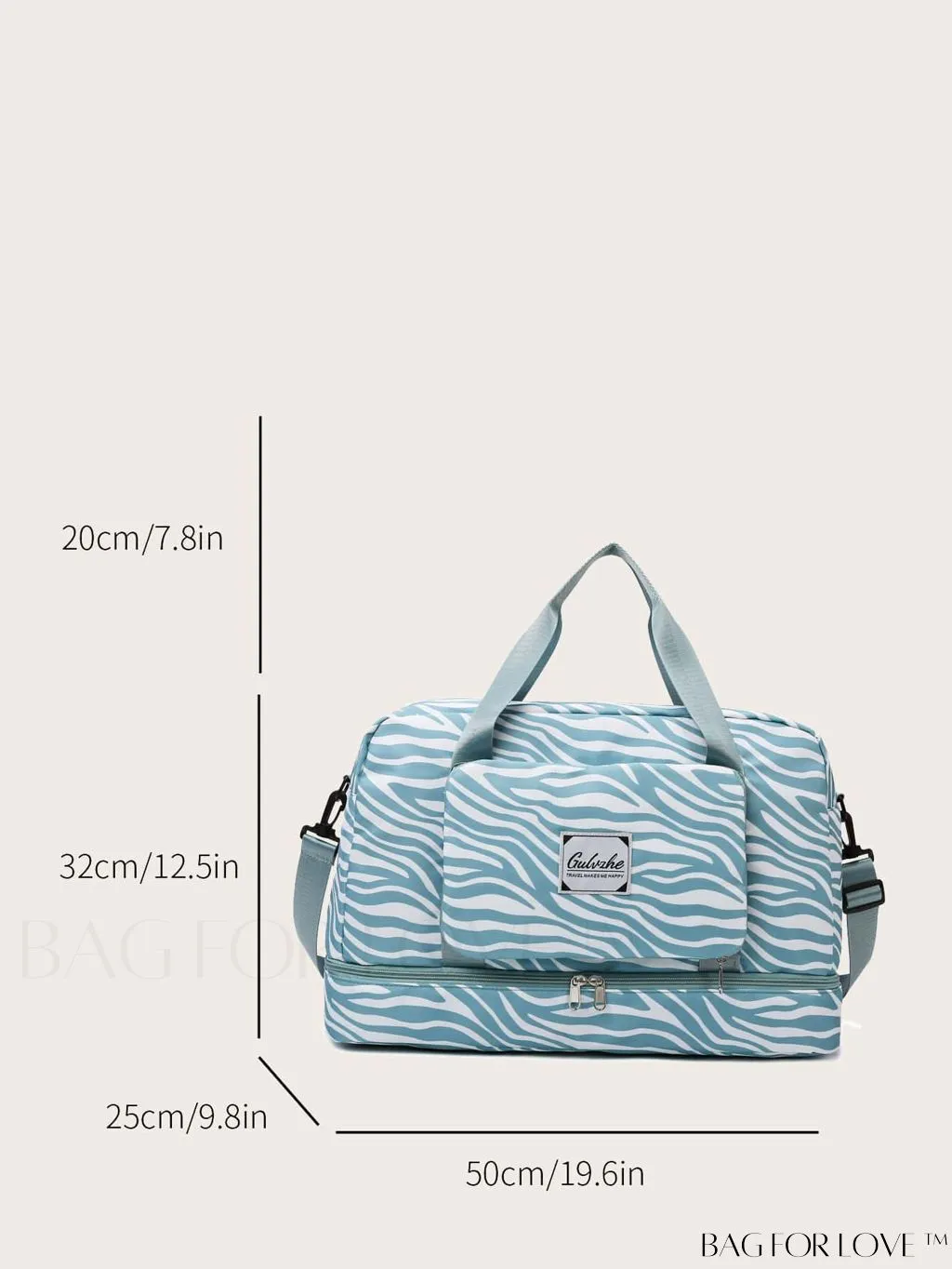 BagForLove - Multifunctional Zebra Print Travel Duffel with Shoe Compartment, Waterproof & Abrasion-Resistant Gym Bag