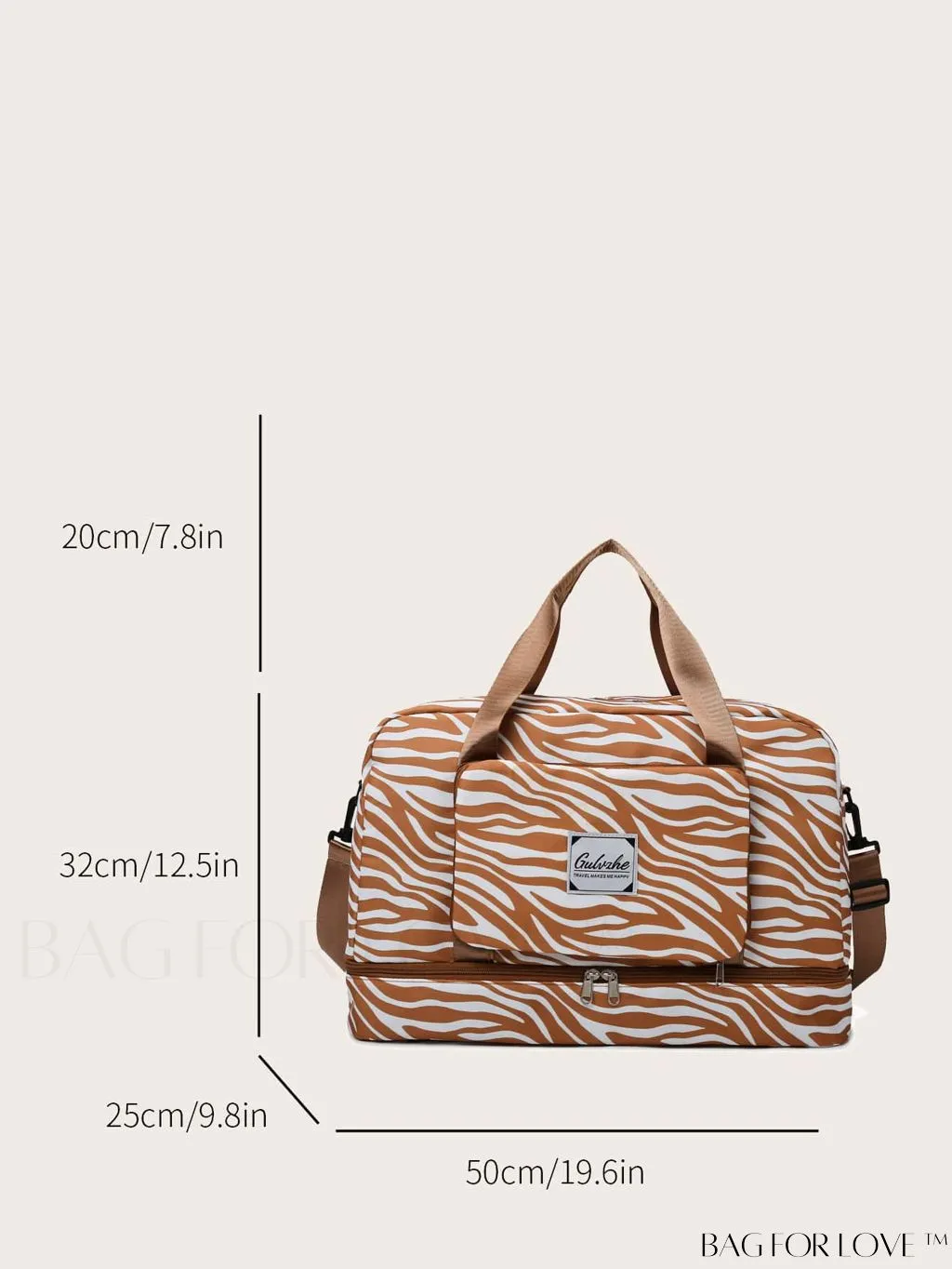 BagForLove - Multifunctional Zebra Print Travel Duffel with Shoe Compartment, Waterproof & Abrasion-Resistant Gym Bag