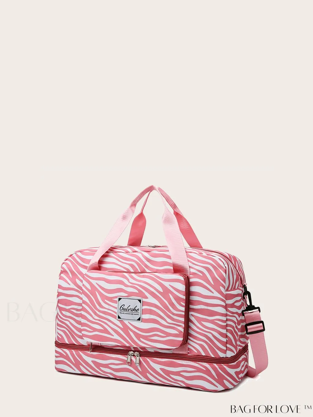BagForLove - Multifunctional Zebra Print Travel Duffel with Shoe Compartment, Waterproof & Abrasion-Resistant Gym Bag