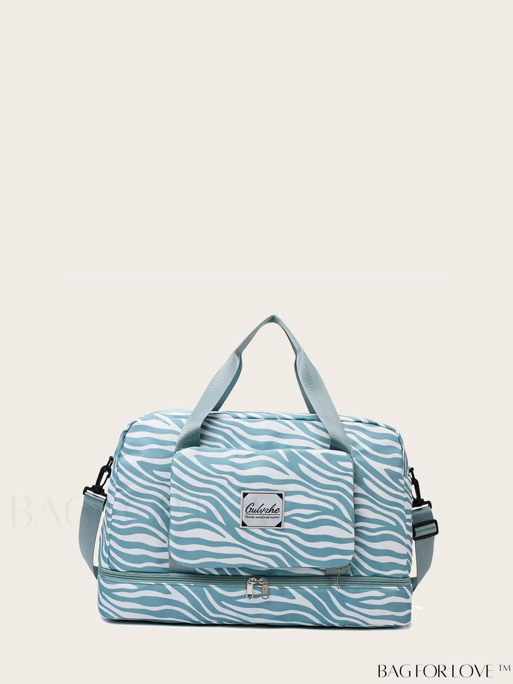 BagForLove - Multifunctional Zebra Print Travel Duffel with Shoe Compartment, Waterproof & Abrasion-Resistant Gym Bag