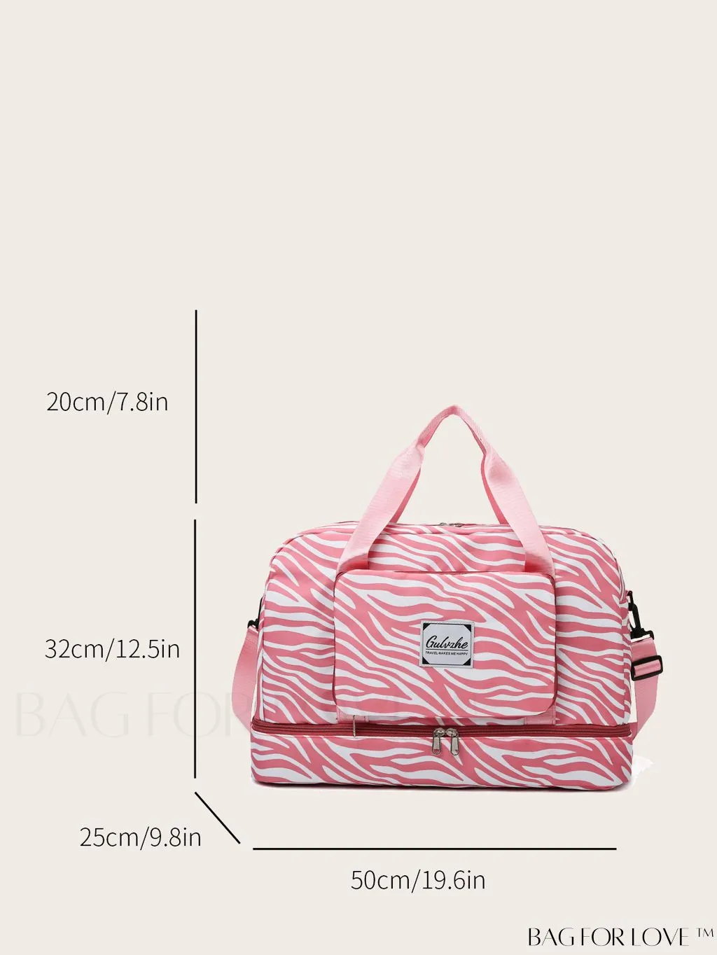 BagForLove - Multifunctional Zebra Print Travel Duffel with Shoe Compartment, Waterproof & Abrasion-Resistant Gym Bag