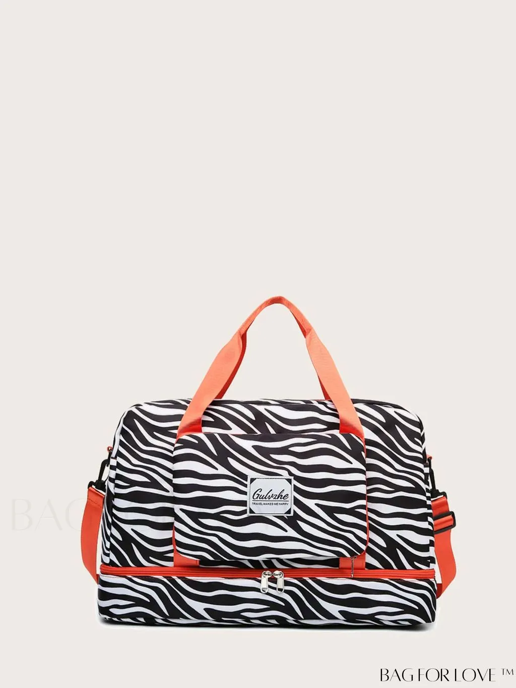 BagForLove - Multifunctional Zebra Print Travel Duffel with Shoe Compartment, Waterproof & Abrasion-Resistant Gym Bag