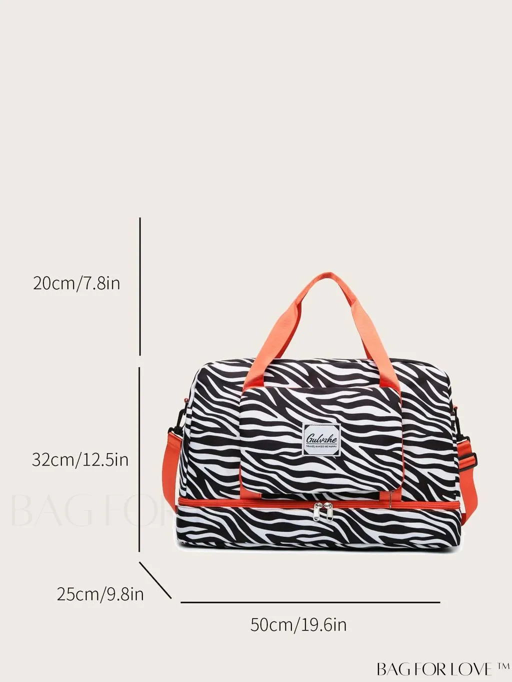 BagForLove - Multifunctional Zebra Print Travel Duffel with Shoe Compartment, Waterproof & Abrasion-Resistant Gym Bag