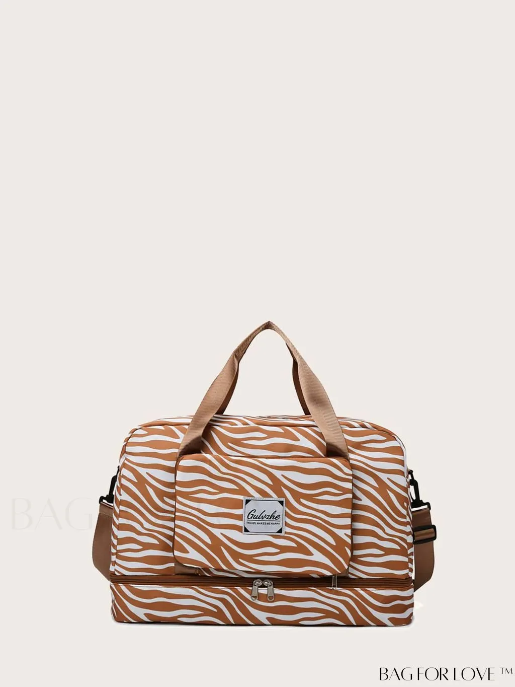 BagForLove - Multifunctional Zebra Print Travel Duffel with Shoe Compartment, Waterproof & Abrasion-Resistant Gym Bag