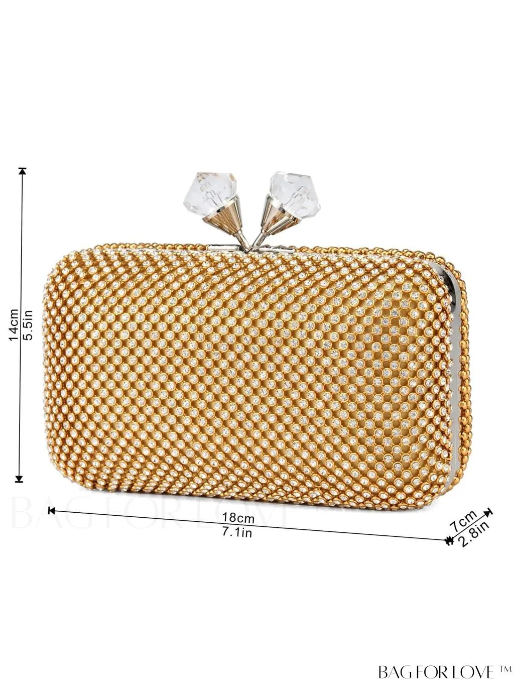BagForLove - Rhinestone-Embellished Box Clutch: Compact Glamour for Elegant Evenings