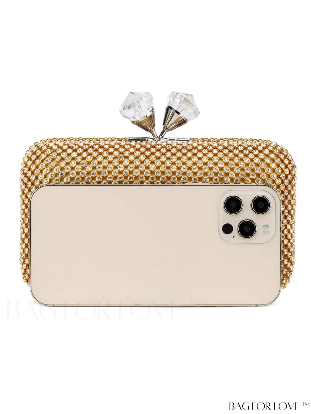 BagForLove - Rhinestone-Embellished Box Clutch: Compact Glamour for Elegant Evenings