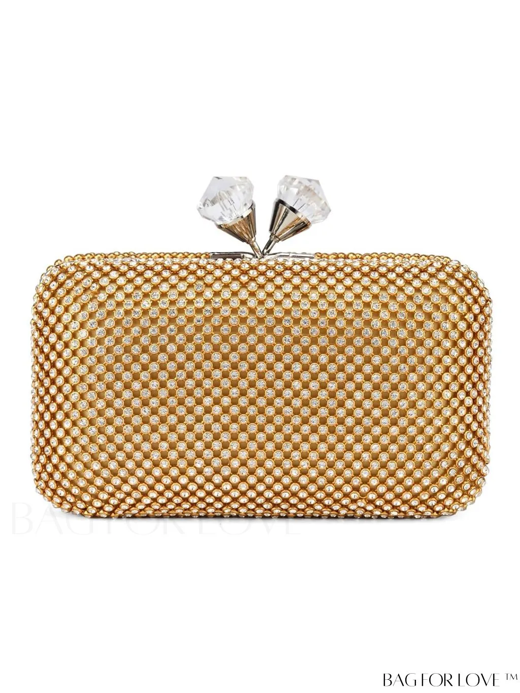BagForLove - Rhinestone-Embellished Box Clutch: Compact Glamour for Elegant Evenings