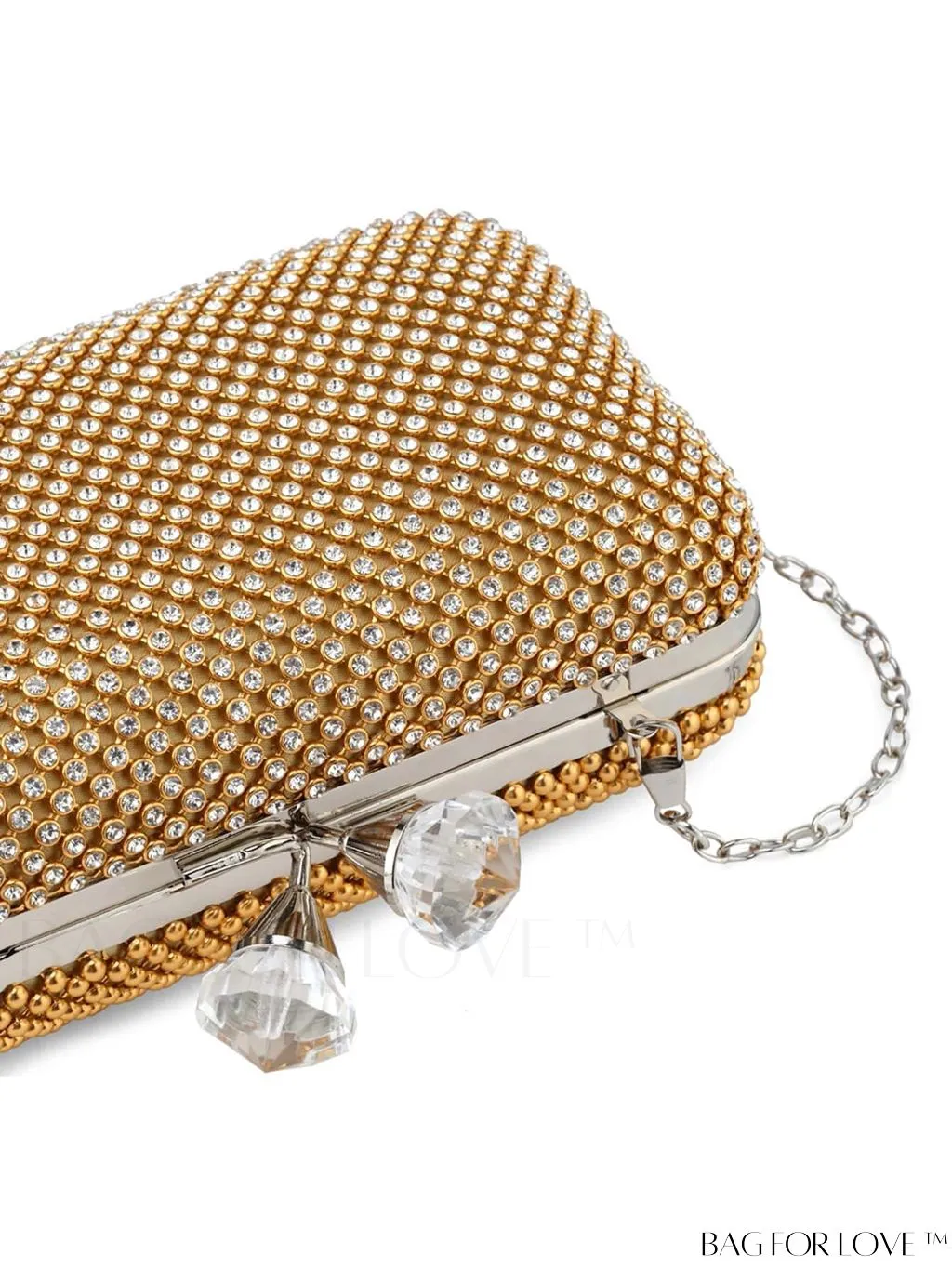 BagForLove - Rhinestone-Embellished Box Clutch: Compact Glamour for Elegant Evenings