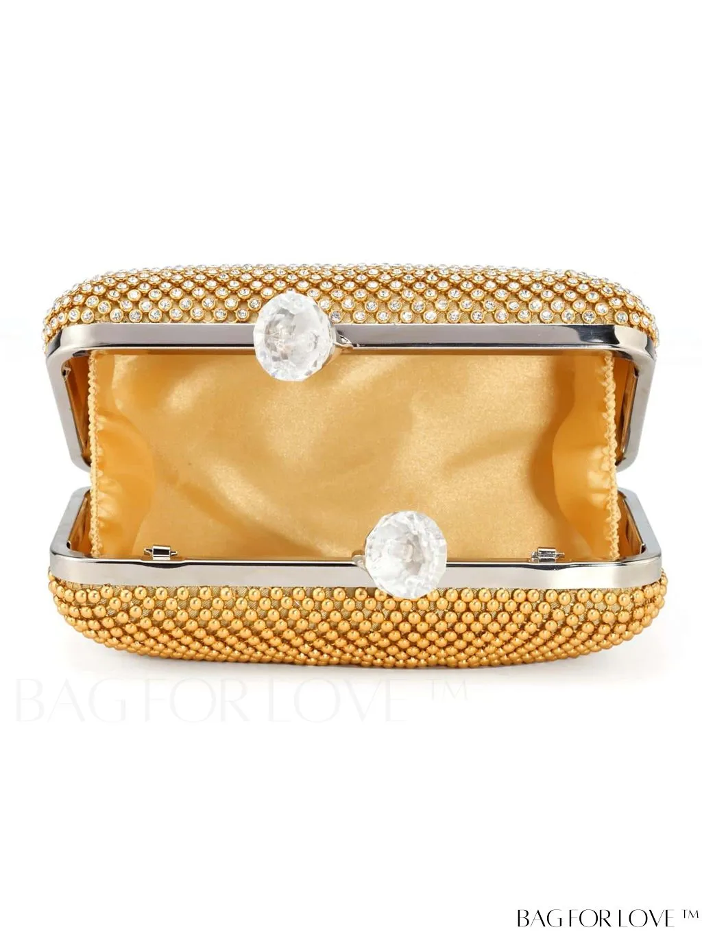 BagForLove - Rhinestone-Embellished Box Clutch: Compact Glamour for Elegant Evenings