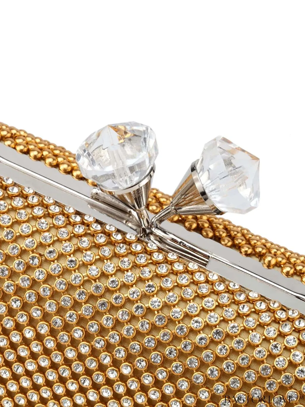 BagForLove - Rhinestone-Embellished Box Clutch: Compact Glamour for Elegant Evenings