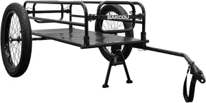 Bakcou - Folding Cargo eBike Trailer with 20" x 3" Fat Tires, Canvas Liner, Hitch, Axle Extenders & Kickstand - 150-200 lbs Capacity