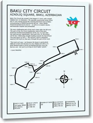 Baku City Circuit by Mark Rogan - 12" x 16" Canvas Art Print Gallery Wrapped - Ready to Hang