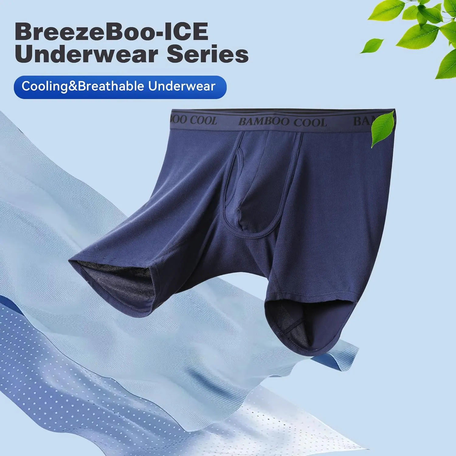BAMBOO COOL Men's 360° Breathable Mesh Underwear Moisture-Wicking Boxer Briefs Cooling Performance,Multipack
