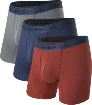 BAMBOO COOL Men's 360° Breathable Mesh Underwear Moisture-Wicking Boxer Briefs Cooling Performance,Multipack