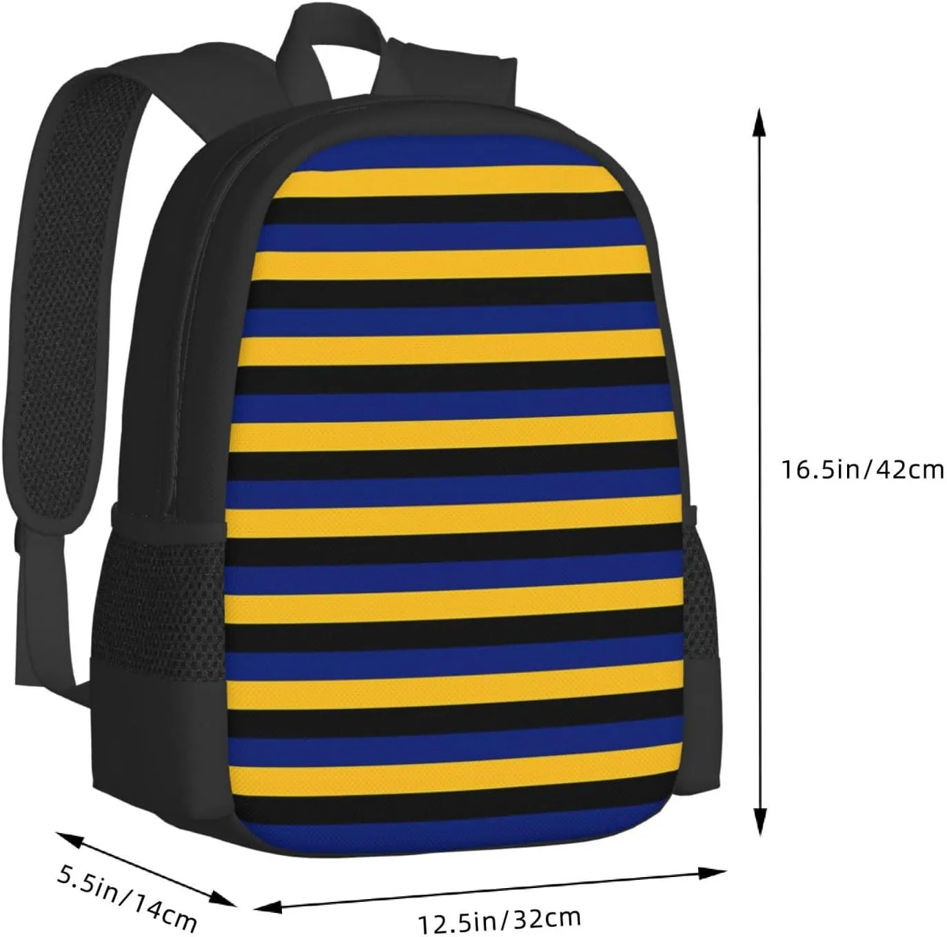 Barbados Flag Stripes Casual Backpacks Large Capacity Backpack Laptop Rucksack Sport Daypack Commuter Bags with Adjustable Strap for Traveling Camping