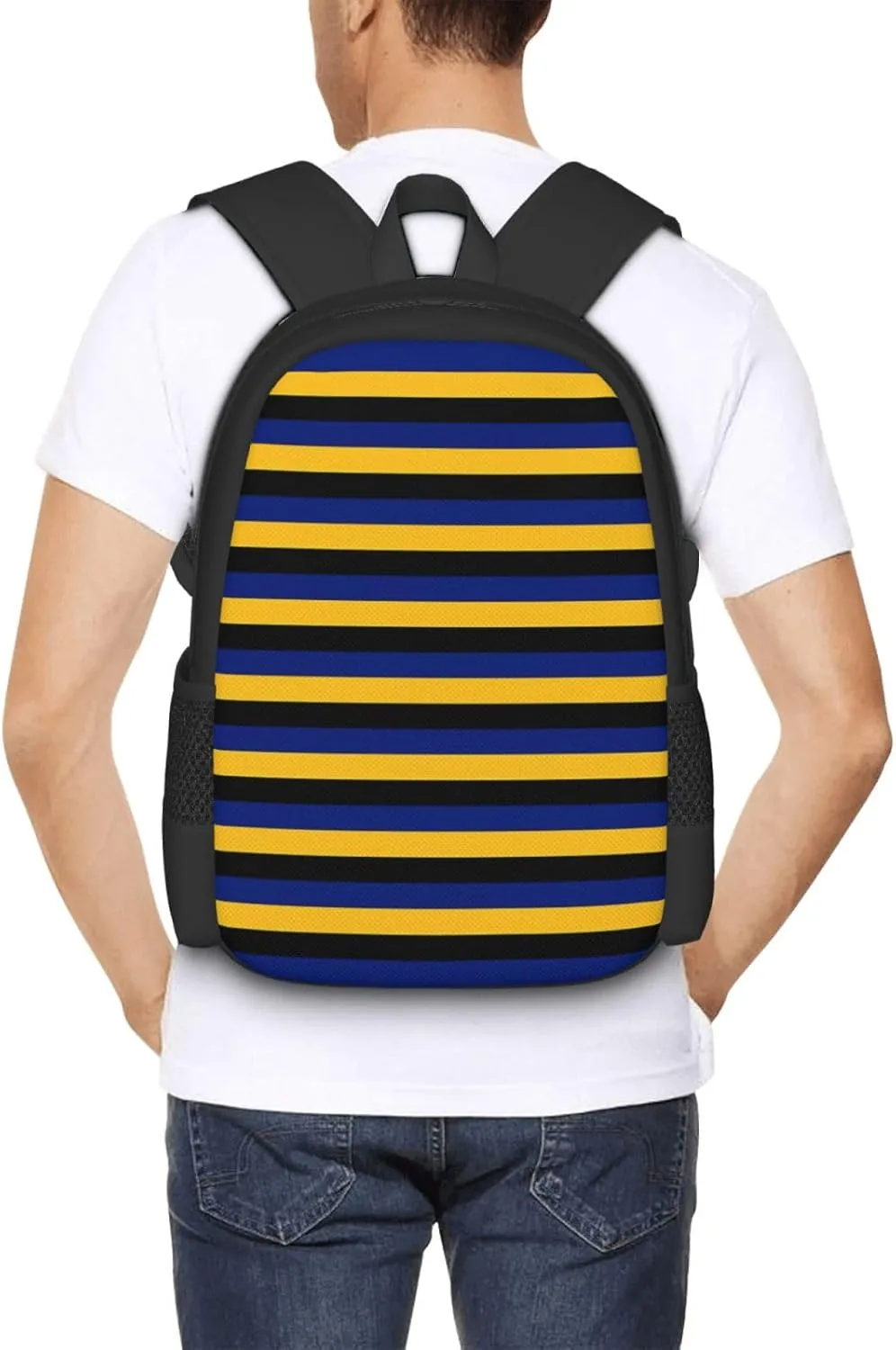 Barbados Flag Stripes Casual Backpacks Large Capacity Backpack Laptop Rucksack Sport Daypack Commuter Bags with Adjustable Strap for Traveling Camping