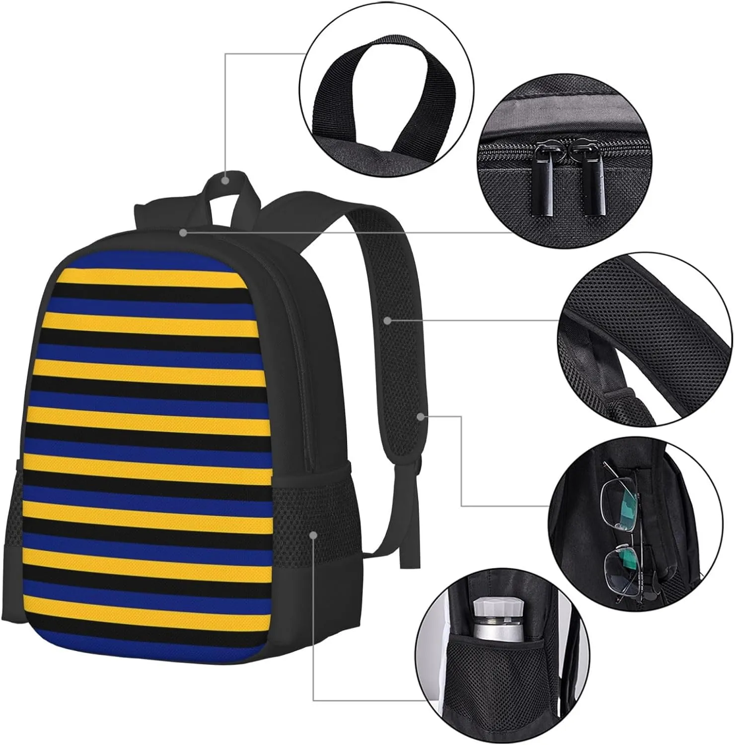 Barbados Flag Stripes Casual Backpacks Large Capacity Backpack Laptop Rucksack Sport Daypack Commuter Bags with Adjustable Strap for Traveling Camping