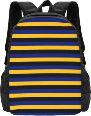 Barbados Flag Stripes Casual Backpacks Large Capacity Backpack Laptop Rucksack Sport Daypack Commuter Bags with Adjustable Strap for Traveling Camping