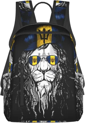 Barbados Lion Flag Travel Backpacks Casual Laptop Backpack Sport Rucksack Large Capacity Daypack Multi-Pockets Adjustable Strap Bag for Working Hiking