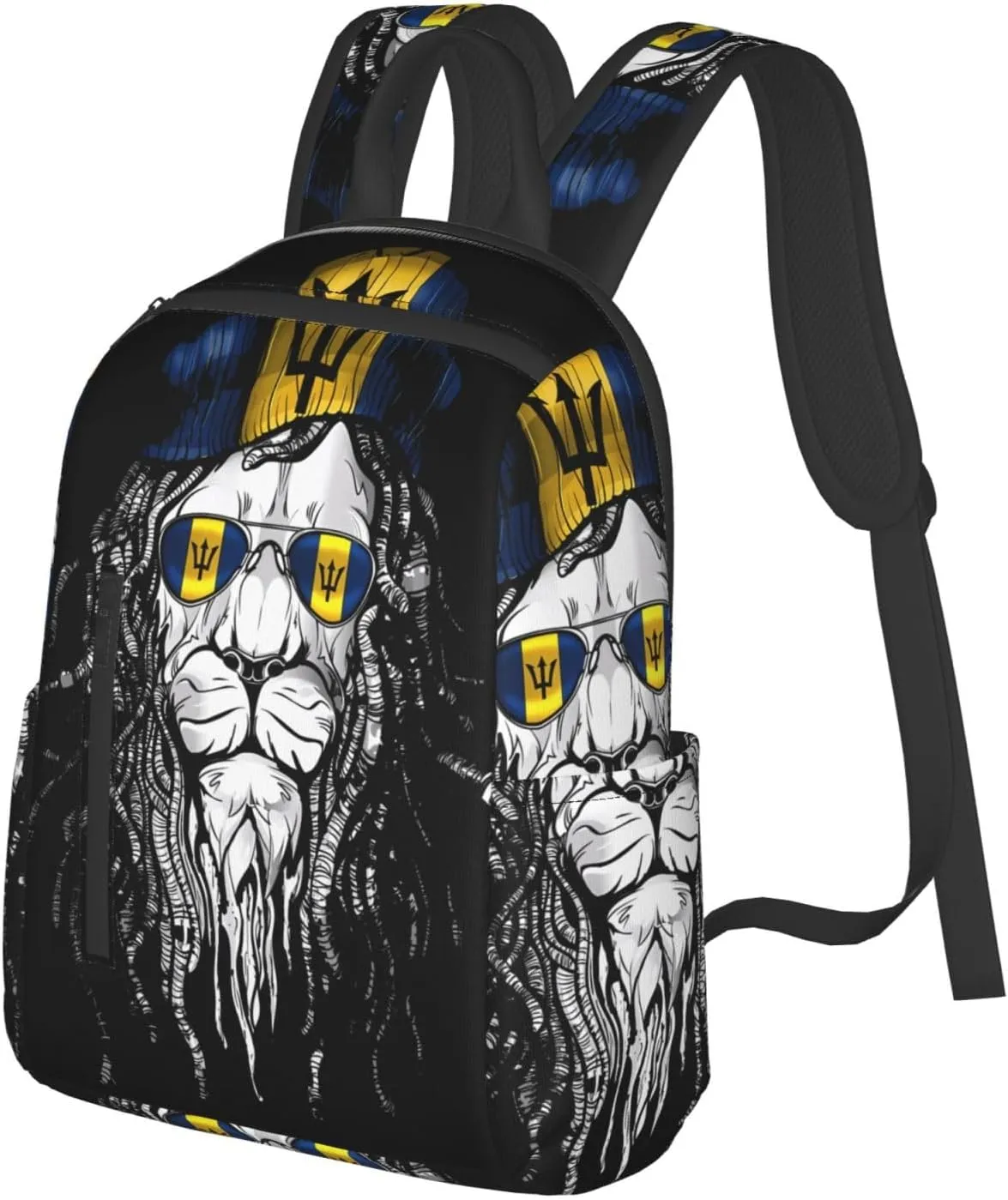 Barbados Lion Flag Travel Backpacks Casual Laptop Backpack Sport Rucksack Large Capacity Daypack Multi-Pockets Adjustable Strap Bag for Working Hiking