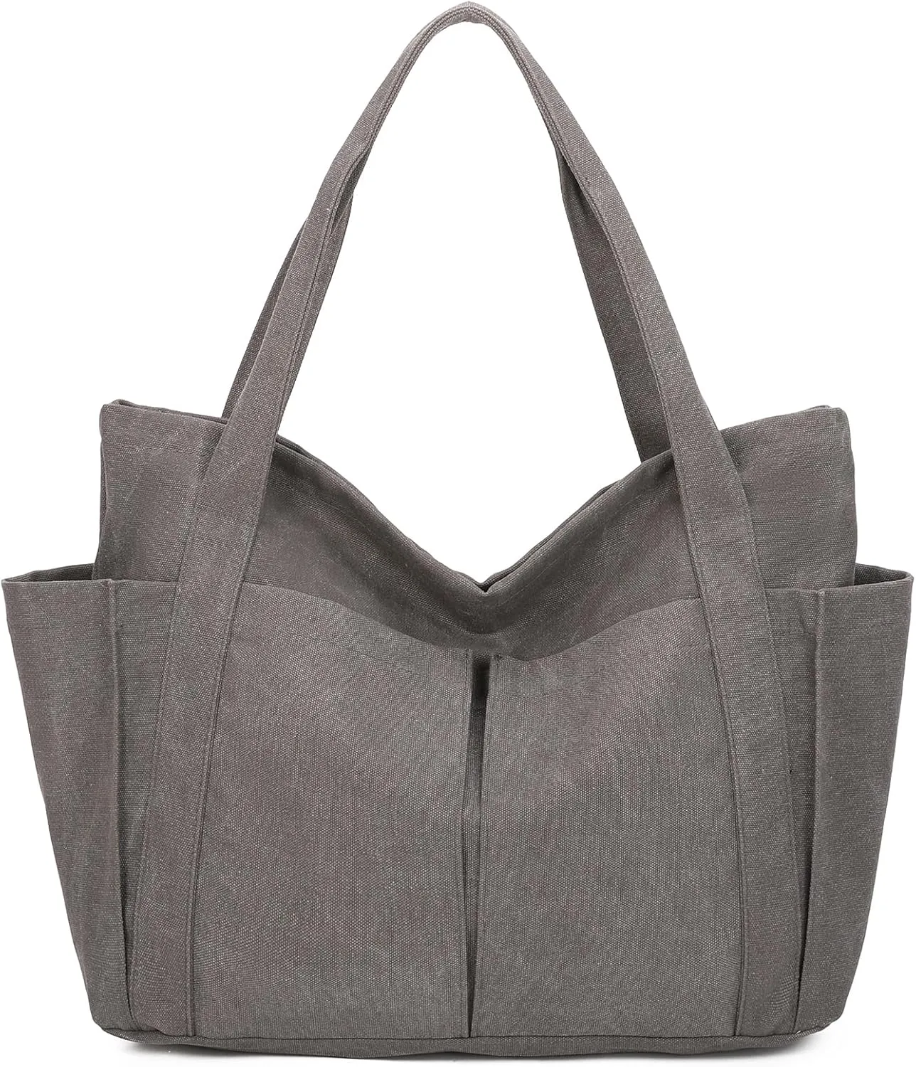 Barsine Large Canvas Tote for Women, Travel Shoulder Bag Top Handle Handbag with Pockets for Gym, Work, Travel