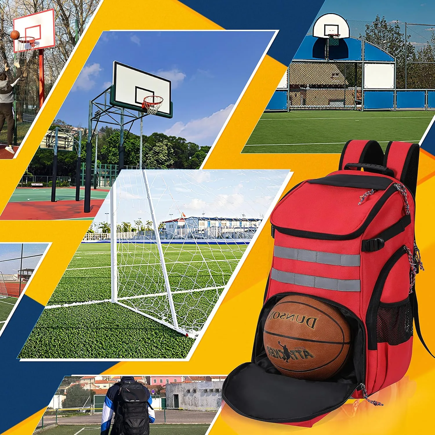 Basketball Backpack for Men Women Basketball Soccer Bag with Ball Compartment Shoes Bag Sports Gym Backpack