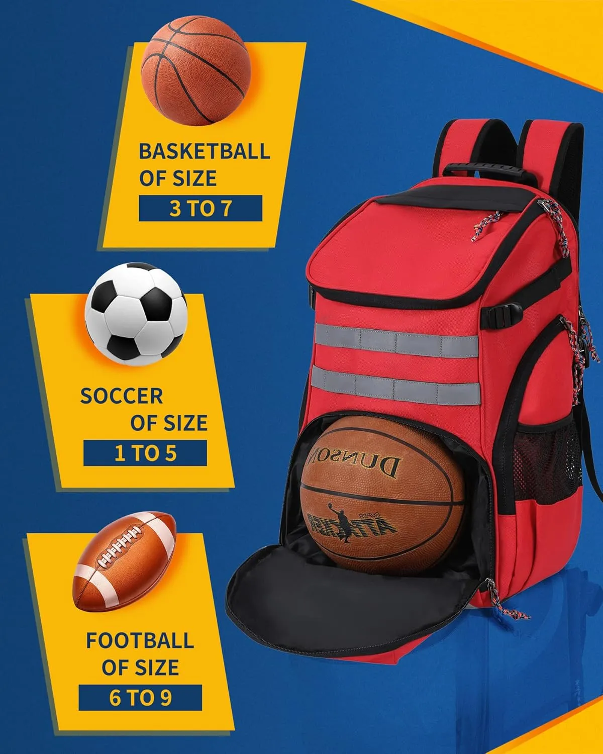 Basketball Backpack for Men Women Basketball Soccer Bag with Ball Compartment Shoes Bag Sports Gym Backpack
