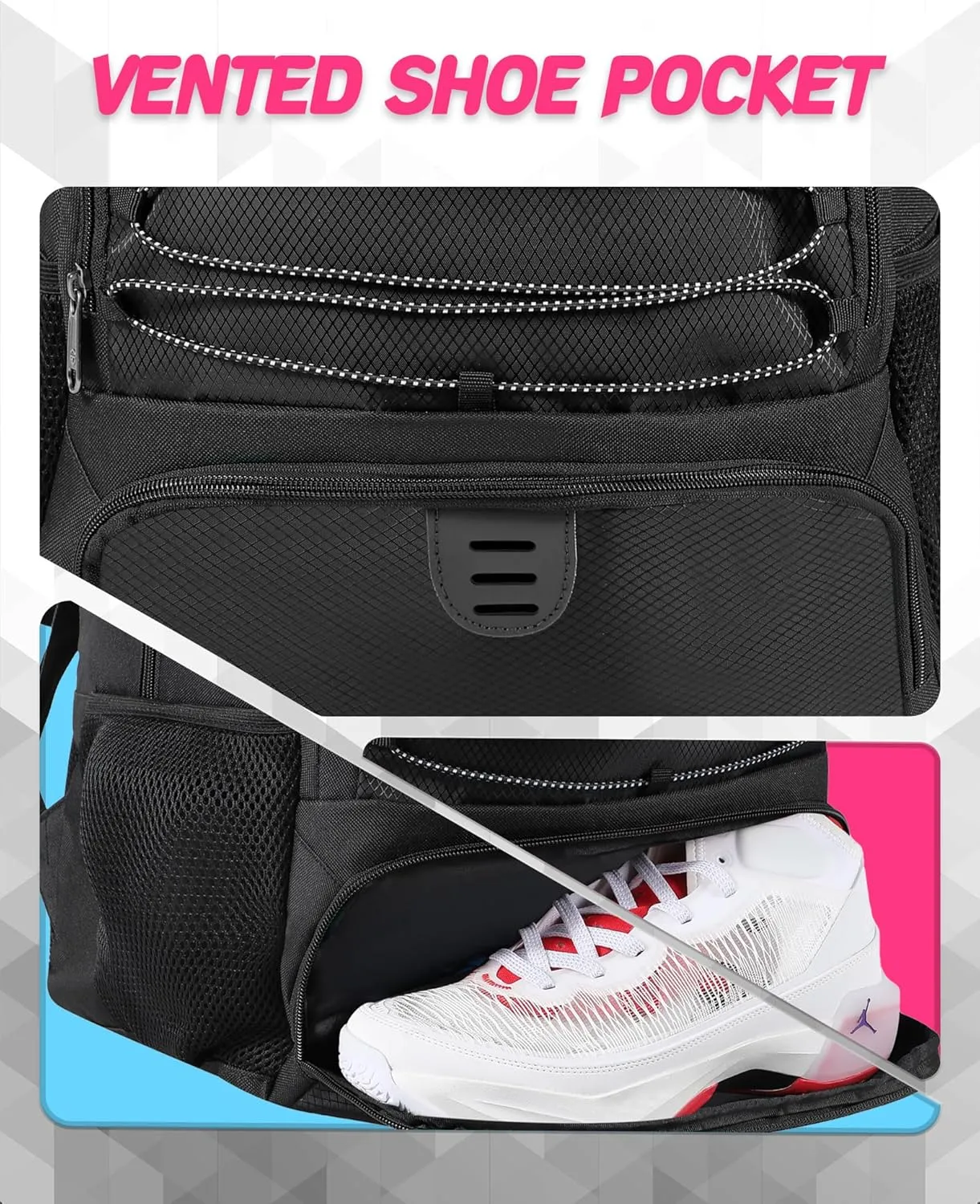 Basketball Bag Backpack for Men Women with Ball & Shoes Compartment 30L Capacity Lightweight Breathable Boys Girls Soccer Ball Bag Backpack Fit Volleyball Football Sports Travel School Gym