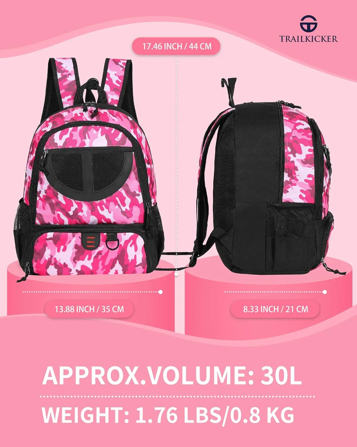 Basketball Bag Backpack for Men Women with Ball & Shoes Compartment 30L Capacity Lightweight Breathable Boys Girls Soccer Ball Bag Backpack Fit Volleyball Football Sports Travel School Gym