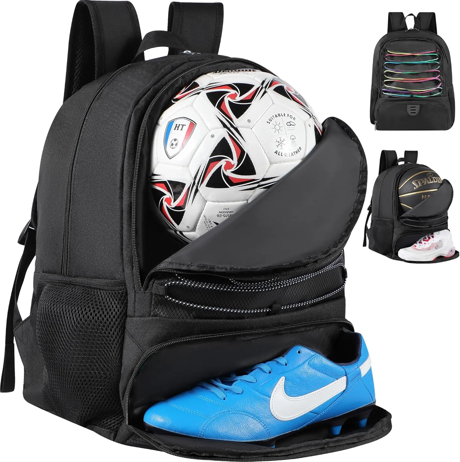 Basketball Bag Backpack for Men Women with Ball & Shoes Compartment 30L Capacity Lightweight Breathable Boys Girls Soccer Ball Bag Backpack Fit Volleyball Football Sports Travel School Gym
