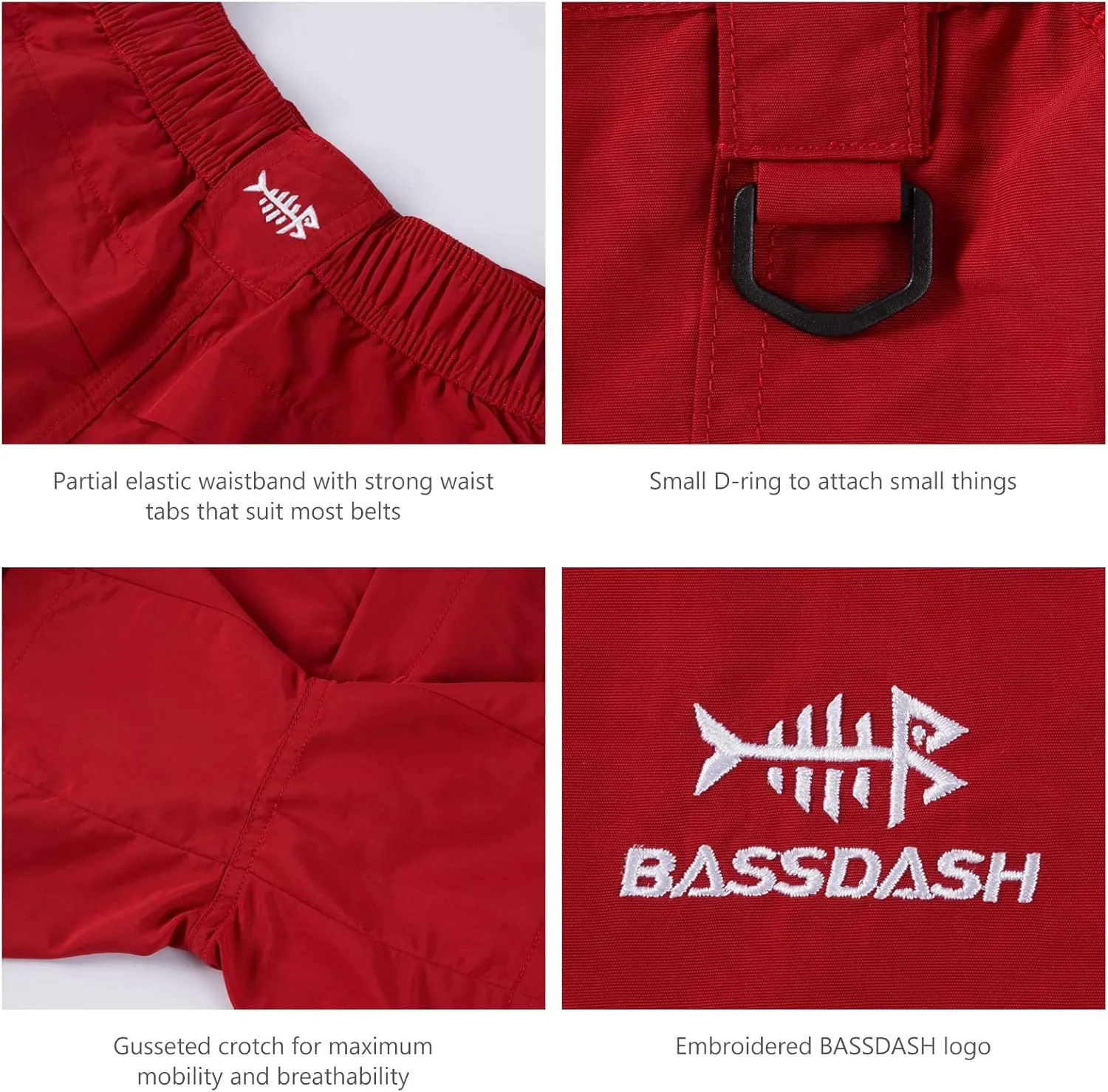 BASSDASH Youth 5" Fishing Shorts UPF 50  Water Resistant Quick Dry Boys Girls Hiking Cargo Shorts with Pockets FP03Y