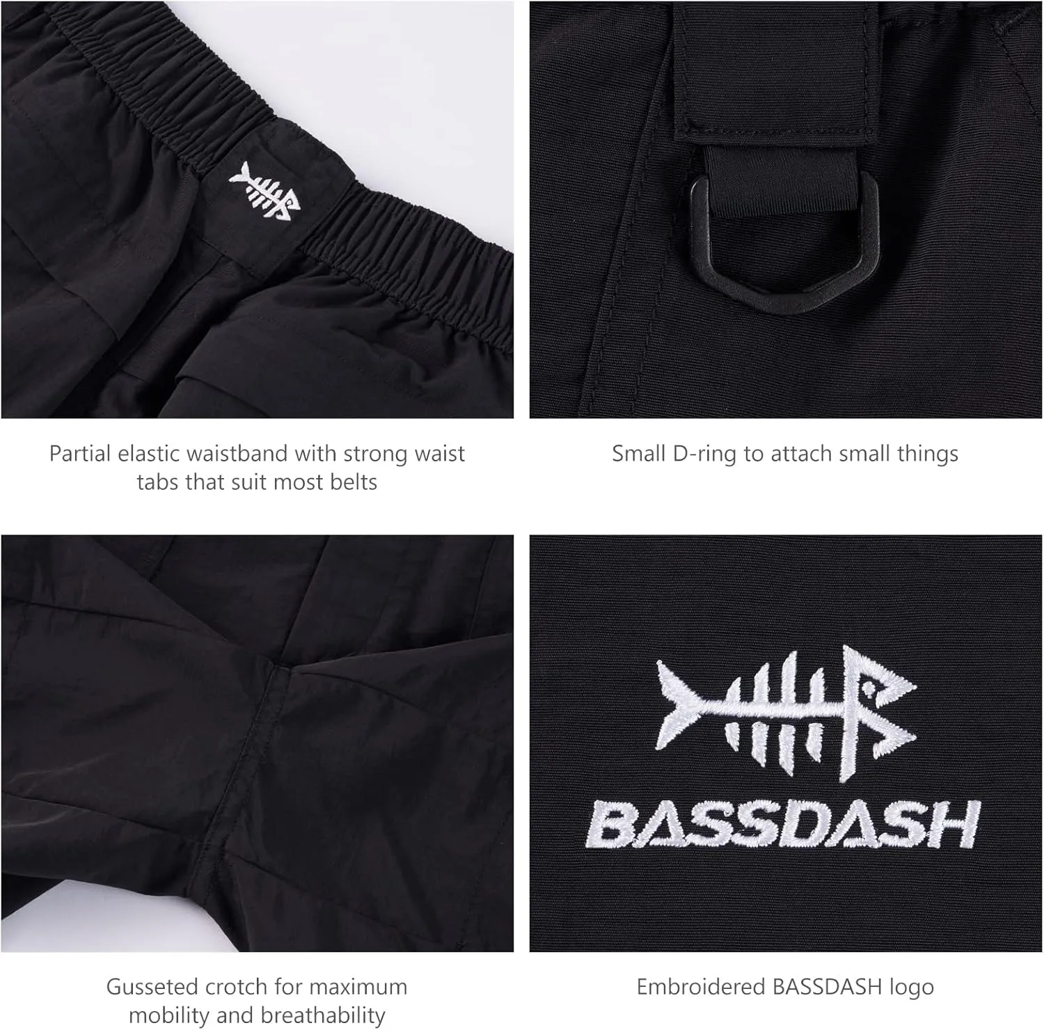 BASSDASH Youth 5" Fishing Shorts UPF 50  Water Resistant Quick Dry Boys Girls Hiking Cargo Shorts with Pockets FP03Y