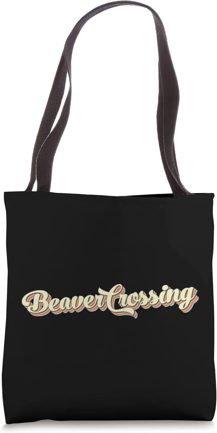 Beaver Crossing TShirt Retro Art Baseball Font Vintage Tote Bag