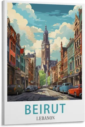 Beirut Lebanon Travel Poster Print Canvas Wall Art for Bedroom Living Room HD Print Posters 16x24inch(40x60cm)