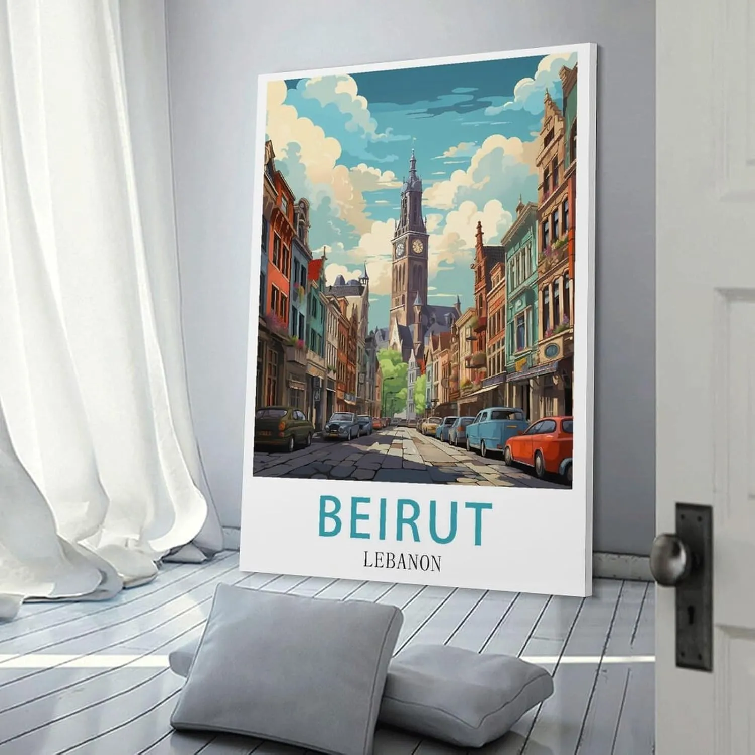 Beirut Lebanon Travel Poster Print Canvas Wall Art for Bedroom Living Room HD Print Posters 16x24inch(40x60cm)